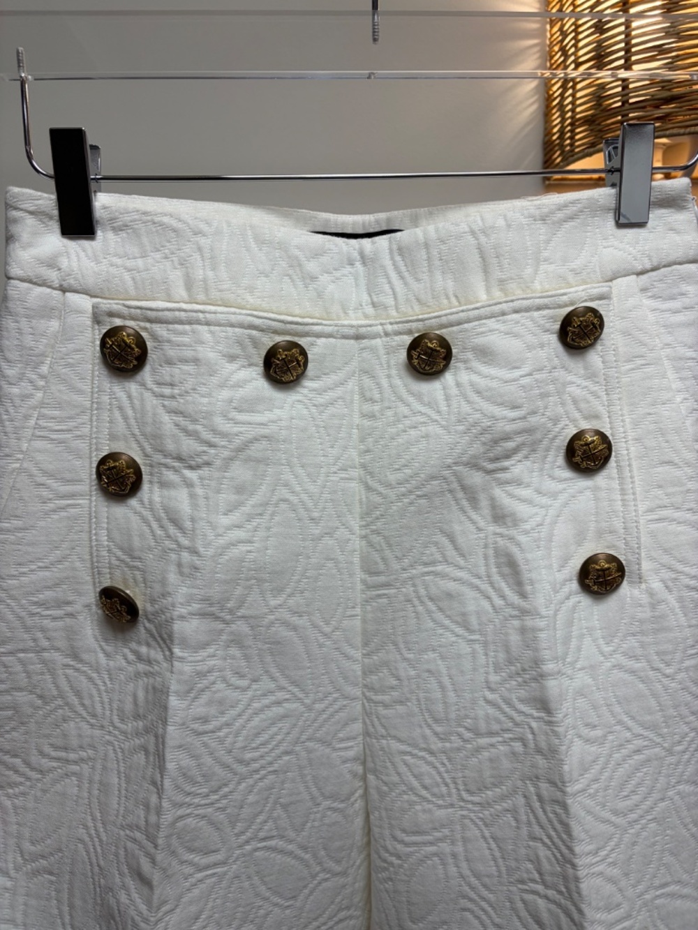 Smythe White Floral Matelassé Trousers — Matching Set - Picture 3 of 5